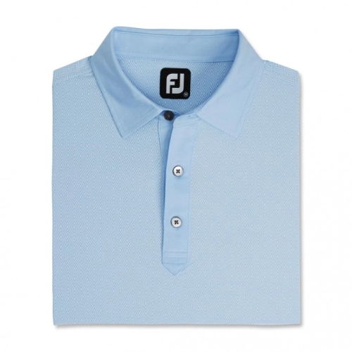 Footjoy Diamond Line Print Lisle Self Collar Men's Shirts Heather Sky / White | 503YXPVMK