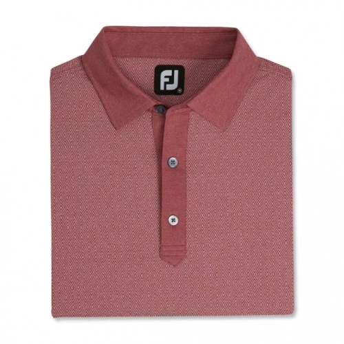 Footjoy Diamond Line Print Lisle Self Collar Men's Shirts Heather Merlot / White | 854RIWAFQ