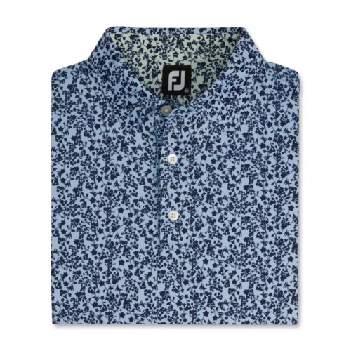 Footjoy Floral Vines Lisle Print Self Collar Men's Shirts Sky / Navy / Mint | 197IYHRLC