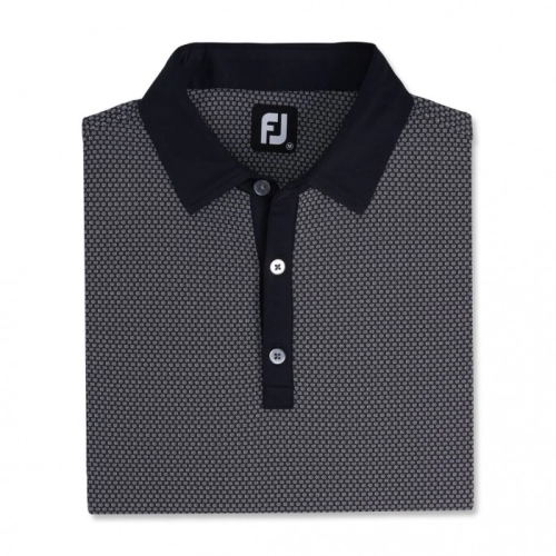 Footjoy Jacquard Dot Lisle Self Collar Men's Shirts Black / White | 253TDRCBS