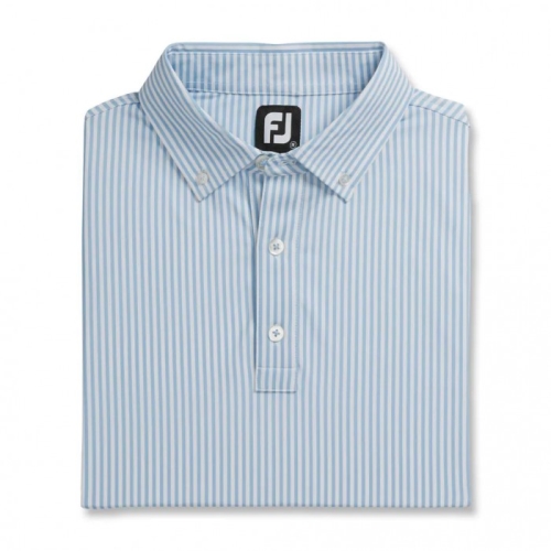 Footjoy Limited Edition Lisle Stripe Self Collar Men's Shirts Light Blue / White | 627ZICASF