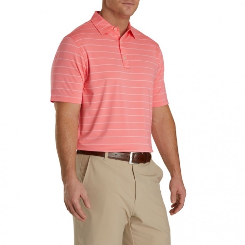 Footjoy Lisle Double Pin Stripe Self Collar Men's Shirts Watermelon | 354LWBATM