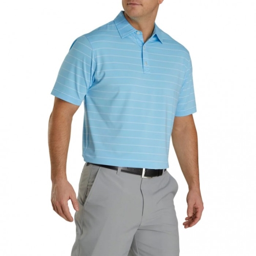 Footjoy Lisle Double Pin Stripe Self Collar Men's Shirts Caribbean | 720AHMCLW