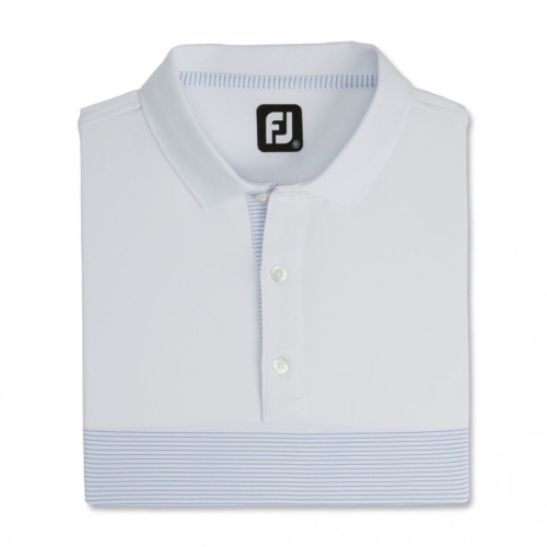 Footjoy Lisle Engineered Pin Stripe Self Collar Men's Shirts White / Royal | 057WRAXBY