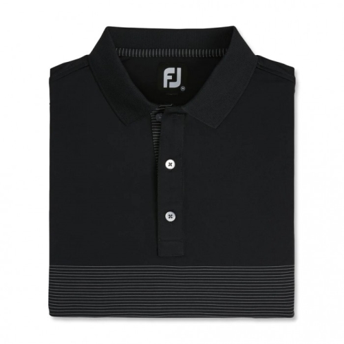 Footjoy Lisle Engineered Pin Stripe Self Collar Men's Shirts Black / Grey | 316QHTYIW