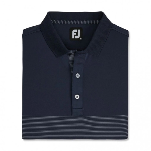 Footjoy Lisle Engineered Pin Stripe Self Collar Men's Shirts Navy / White | 508PIRTSN