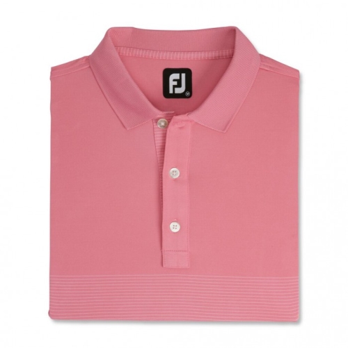 Footjoy Lisle Engineered Pin Stripe Self Collar Men's Shirts Azalea / White | 964NRVGMW