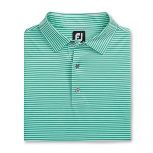 Footjoy Lisle Feeder Stripe Self Collar Men's Shirts Spearmint / White | 394QMEUCN