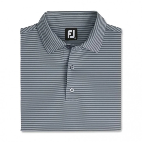 Footjoy Lisle Feeder Stripe Self Collar Men's Shirts Grey / Smoke | 398IEAUXR