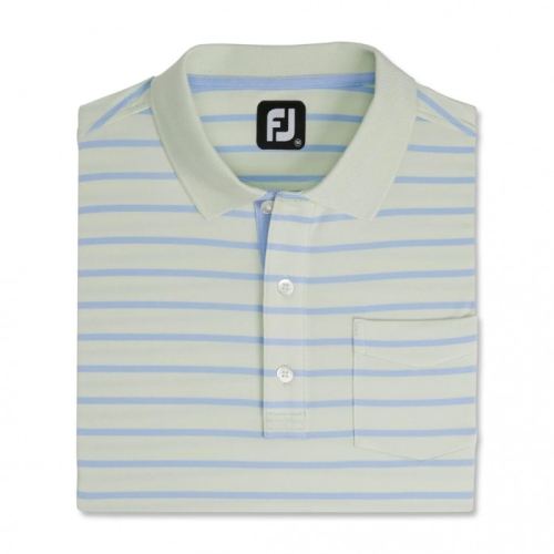 Footjoy Nautical Stripe Lisle Self Collar Men's Shirts Mint / Sky | 427UCSXTM