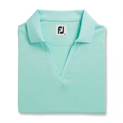 Footjoy Open Placket Space Dye Women's Shirts Aquamarine / White | 206IALSPW