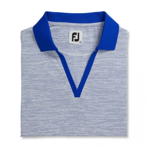 Footjoy Open Placket Space Dye Women's Shirts White / Cobalt | 738LOXUVI