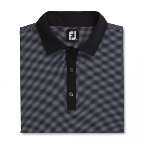 Footjoy Stretch Lisle Mini Check Print Men's Shirts Black / Slate | 203LISAMB