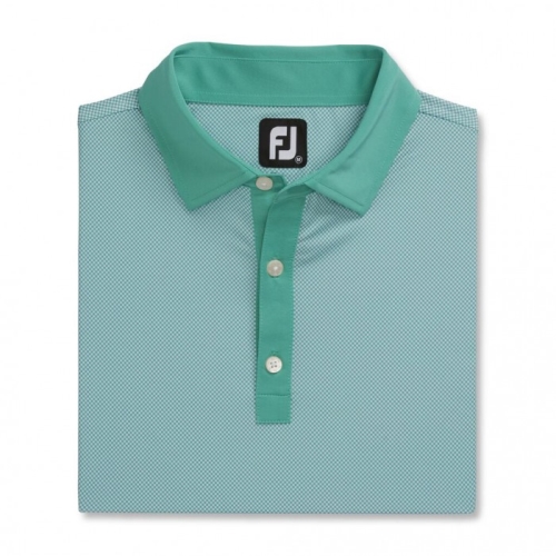 Footjoy Stretch Lisle Mini Check Print Men's Shirts Jade / White | 781SZFPBT