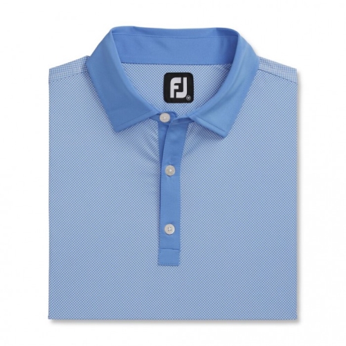 Footjoy Stretch Lisle Mini Check Print Men's Shirts Lagoon / White | 829UASEXG