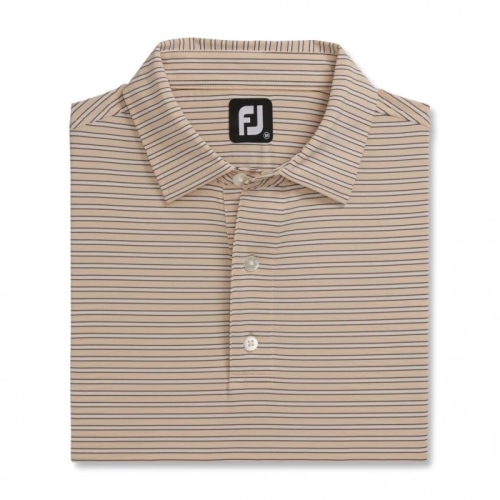 Footjoy Stretch Lisle Pinstripe Men's Shirts Peach / White / Charcoal | 069NGPFHU