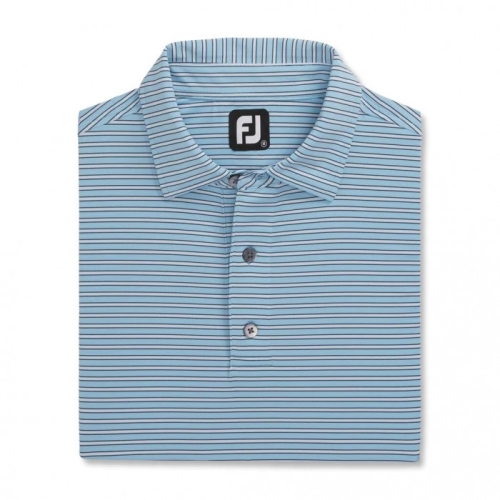 Footjoy Stretch Lisle Pinstripe Men's Shirts Light Blue / White / Navy | 073UHDIFX