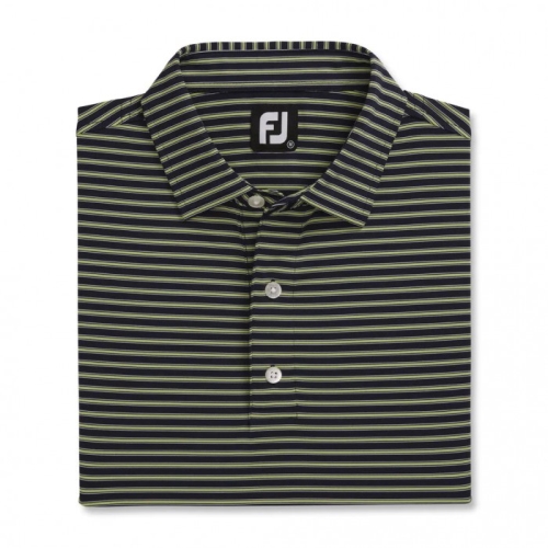 Footjoy Stretch Lisle Pinstripe Men's Shirts Navy / Lime / White | 594SACZOK