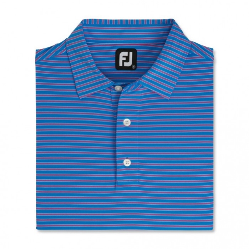 Footjoy Stretch Lisle Pinstripe Men's Shirts French Blue / Hot Pink / White | 780LTOGSR