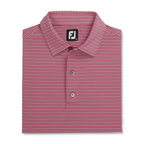 Footjoy Stretch Lisle Pinstripe Men's Shirts Pink Azalea / White / Navy | 846IKEPDC